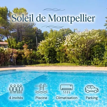 Soleil De Montpellier, Clim, Piscine Et Pkg Prive 아파트 몽펠리에